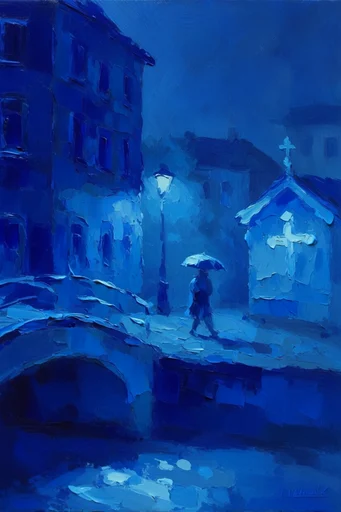 Textured Cobalt Expressionism style reference image — heavy impasto oil painting
