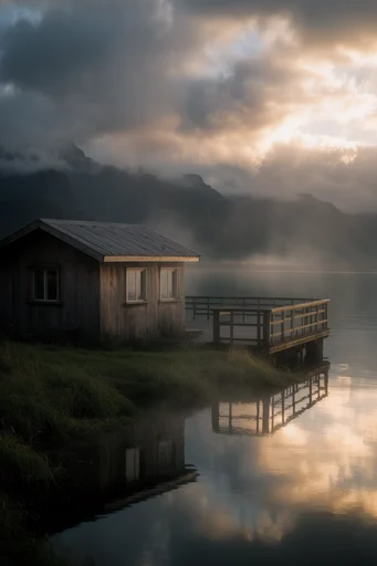 Ethereal Alpine Stillness style reference image — low-hanging mist