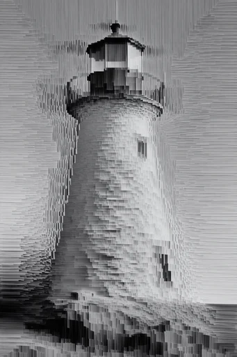 Monochrome Digital Decay style reference image — datamoshing