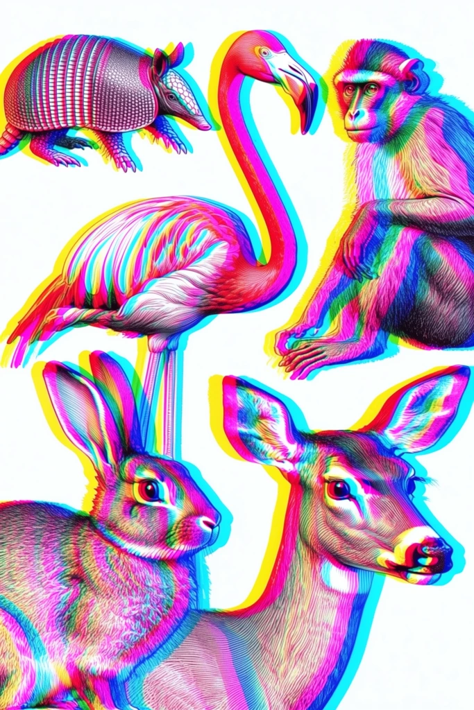 Neon Glitch Engraving style AI image example 3