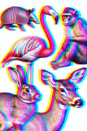 Neon Glitch Engraving style AI image example 3
