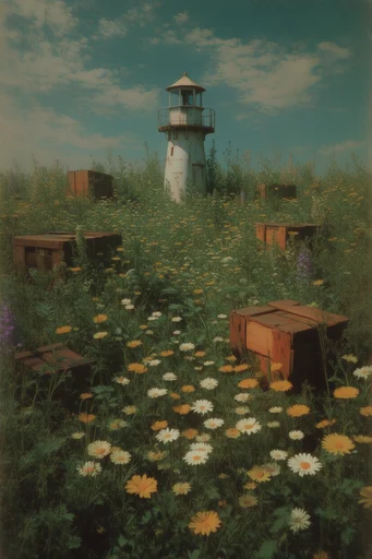 Overgrown Analog Surrealism style reference image — dreamlike atmosphere
