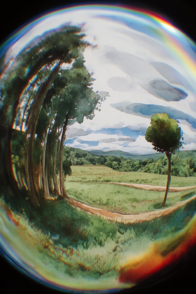 Distorted Analog Fisheye style AI image example 2
