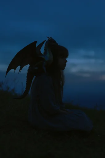 Nocturnal Twilight Melancholy style reference image — introspective candid portrait