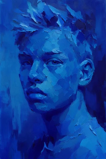 Textured Cobalt Expressionism style reference image — sculptural paint layers