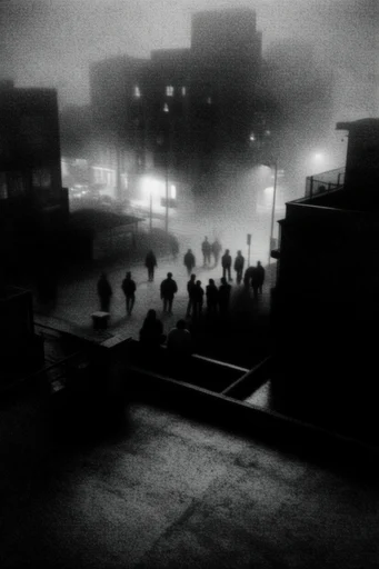 Ethereal Nocturnal Minimalism style reference image — high-contrast monochrome