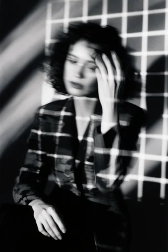 Cinematic Fractured Noir style reference image — slitscan distortion