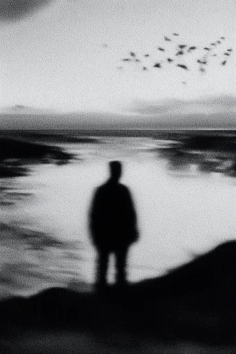Ethereal Grain Noir style reference image — high-contrast monochrome