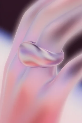 Ethereal Liquid Iridescence style reference image — organic 3D fluid curves