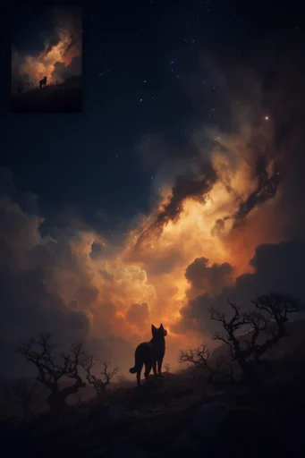 Celestial Nocturnal Sublime style reference image — deep indigo night sky