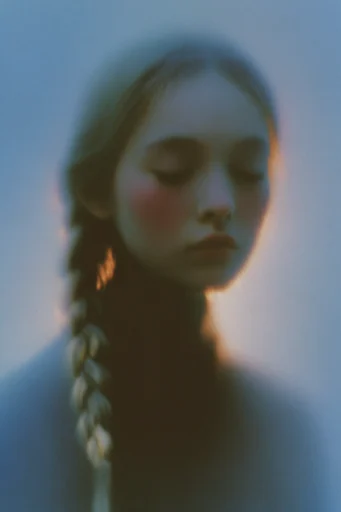 Ethereal Thermal Luminescence style reference image — moody indigo and orange palette