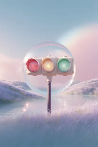 Ethereal Pastel Surrealism style reference image — soft-focus 3D render