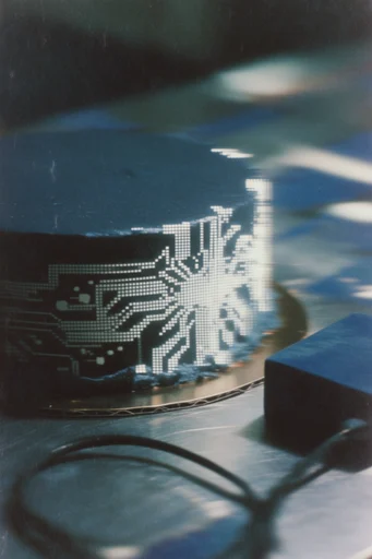 Analog Noir Glitch style reference image — digital surveillance aesthetic