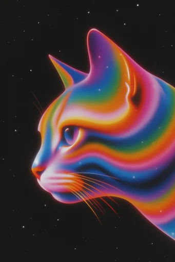 Prismatic Retro-Futurist Airbrush style reference image — retro-futuristic sci-fi
