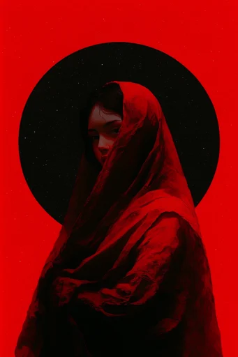 Crimson Noir Surrealism style reference image — atmospheric chiaroscuro