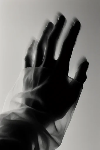 Minimalist Noir Monochrome style reference image — heavy film grain