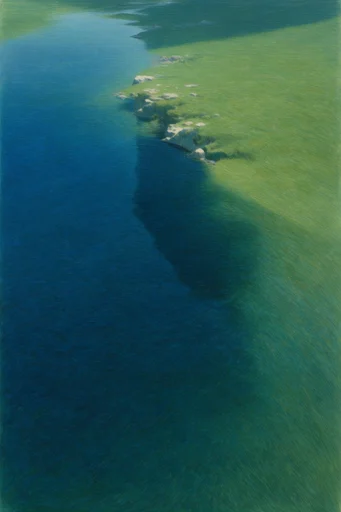 Melancholic Verdant Surrealism style reference image — high-angle aerial perspective