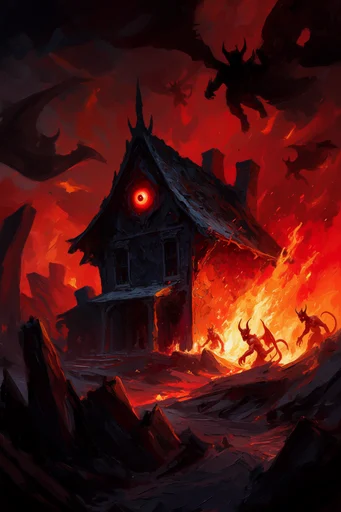 Infernal Gothic Impasto style AI image example 4