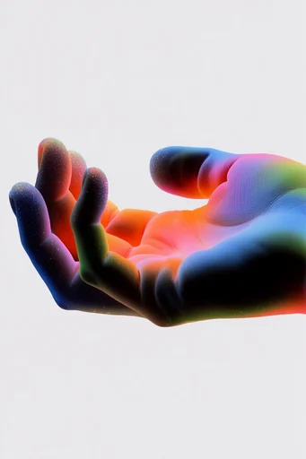 Neon Biomorphic Surrealism style reference image — stark high-contrast background