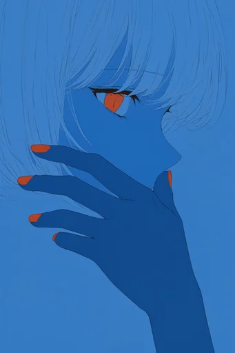 Graphic Surrealist Anime style reference image — flat color vector style
