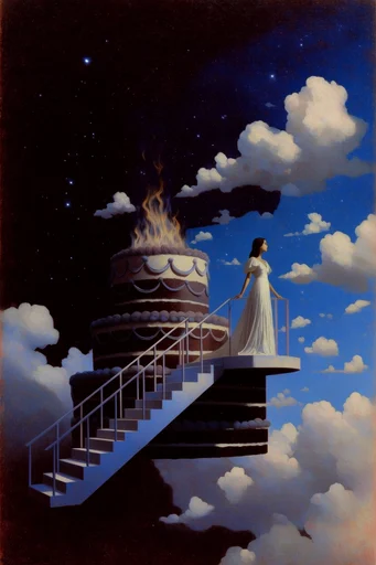 Celestial Surrealist Oil style reference image — celestial silhouette
