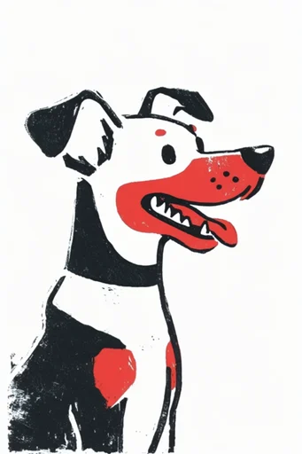 Minimalist Red Ink Whimsy style reference image — off-white background