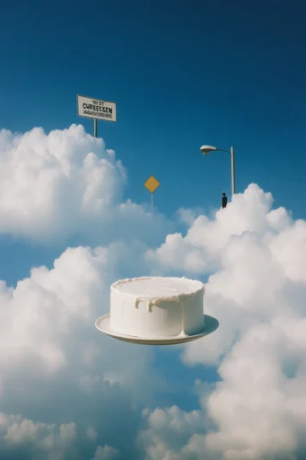 Surrealist Sky Collage style reference image — absurdist juxtaposition