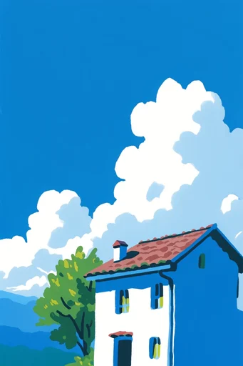 Minimalist Blue Nostalgia style reference image — flat color fields
