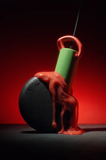 Saturated Surreal Minimalism style reference image — high-contrast studio lighting