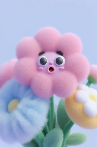 Plush Whimsical 3D style reference image — claymation aesthetic