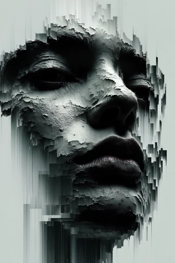 Algorithmic Digital Decay style reference image — high contrast monochrome
