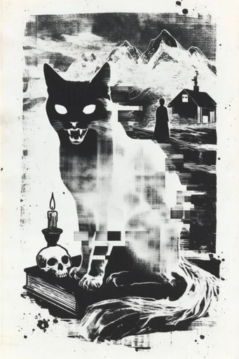 Distressed Analog Occultism style reference image — high-contrast xerox art