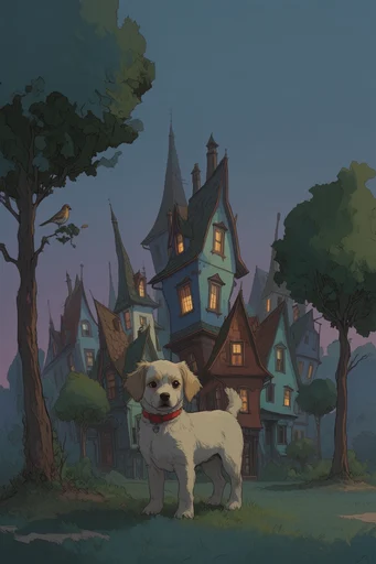 Cozy Twilight Fantasy style reference image — ink outline