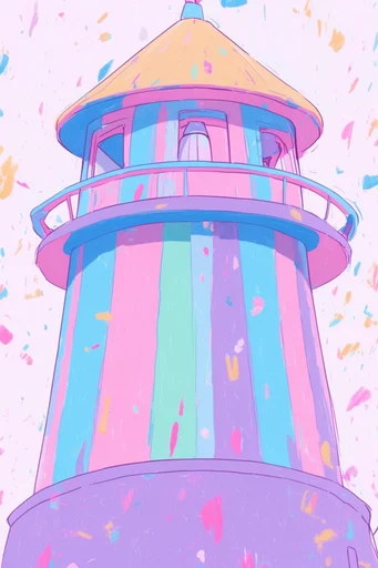 Neon Pastel Kawaii Core style reference image — halftone textures