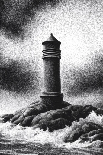 Gritty Chiaroscuro Pointillism style reference image — tactile ink texture