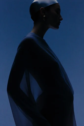 Minimalist Azure Futurism style reference image — minimalist fashion photography