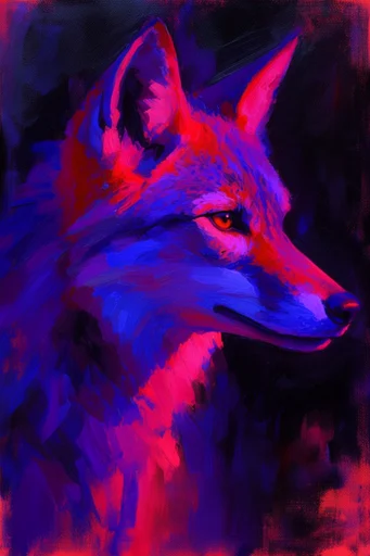 Neon Noir Tactile style reference image — electric blue and hot pink palette