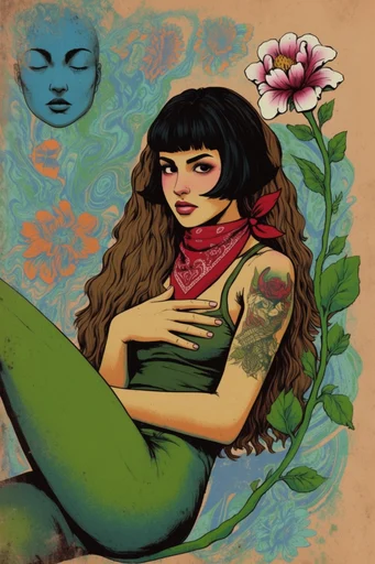 Neon Surreal Folklore style reference image — surreal pop illustration
