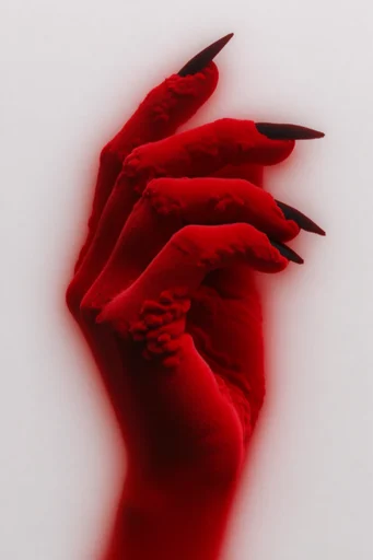 Crimson Surrealist Editorial style reference image — macro beauty photography