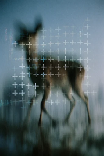 Luminous Digital Archeology style reference image — surreal digital glitch