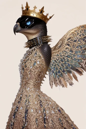 Baroque Cybernetic Opulence style reference image — porcelain skin texture