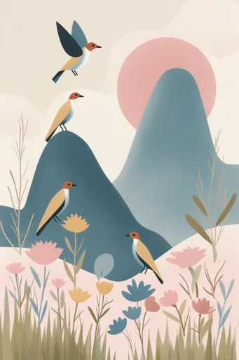 Grainy Minimalist Folk style reference image — minimalist vector illustration