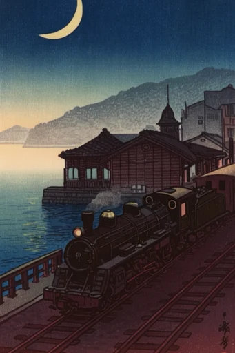 Atmospheric Shin-Hanga Nocturnes style reference image — shin-hanga style