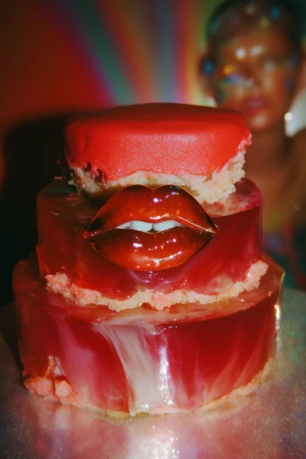 Neon Crimson Surrealism style reference image — direct flash photography