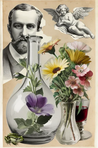 Surrealist Vintage Collage style reference image — vintage surrealist collage