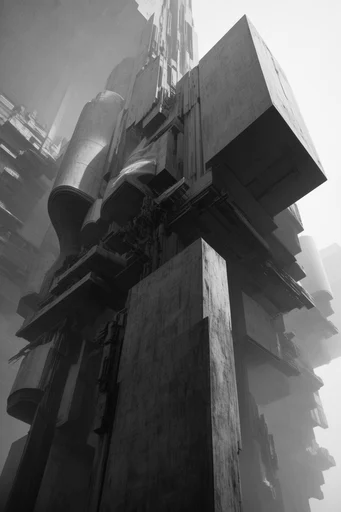 Monolithic Brutalist Noir style reference image — monochrome high-contrast