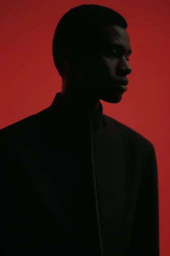 Crimson Silhouette Noir style reference image — vibrant red and black palette