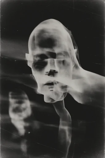 Fragmented Analog Noir style reference image — glitch art artifacts