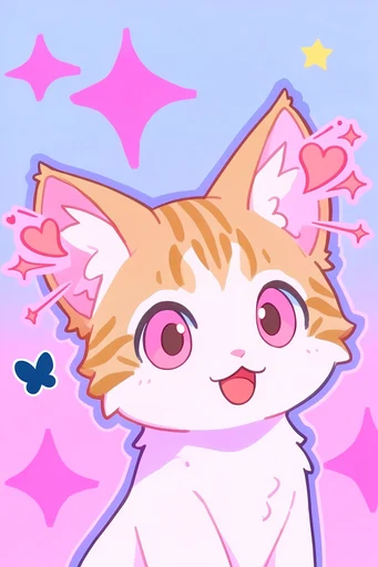 Neon Pastel Kawaii Core style reference image — dreamy whimsical motifs