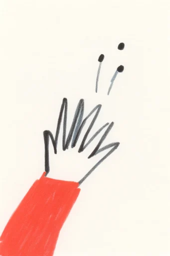 Minimalist Red Ink Whimsy style reference image — vibrant red and black ink